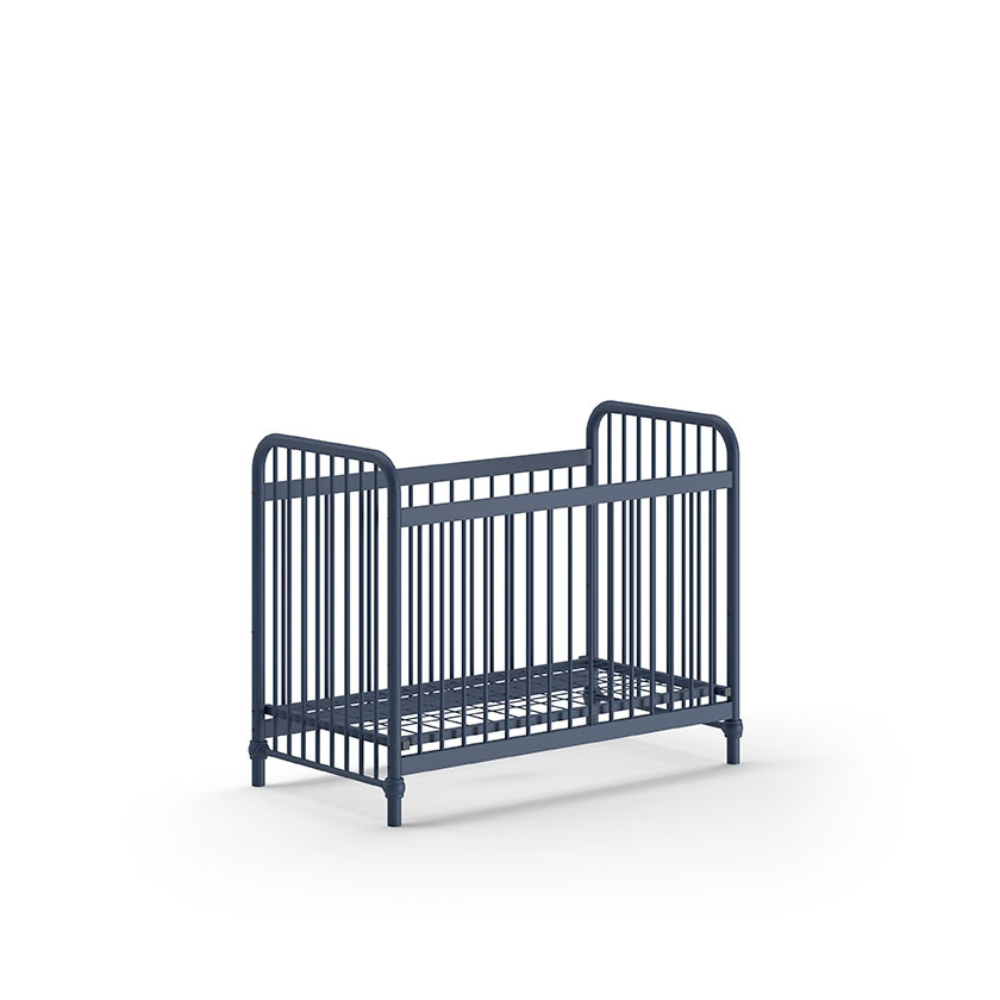 The Bronxx Baby Cot Bed 60 x 120cm Denim Blue by VIPACK features trendy colours, matte metal finish, Belgian design & industrial style for a safe sleep time