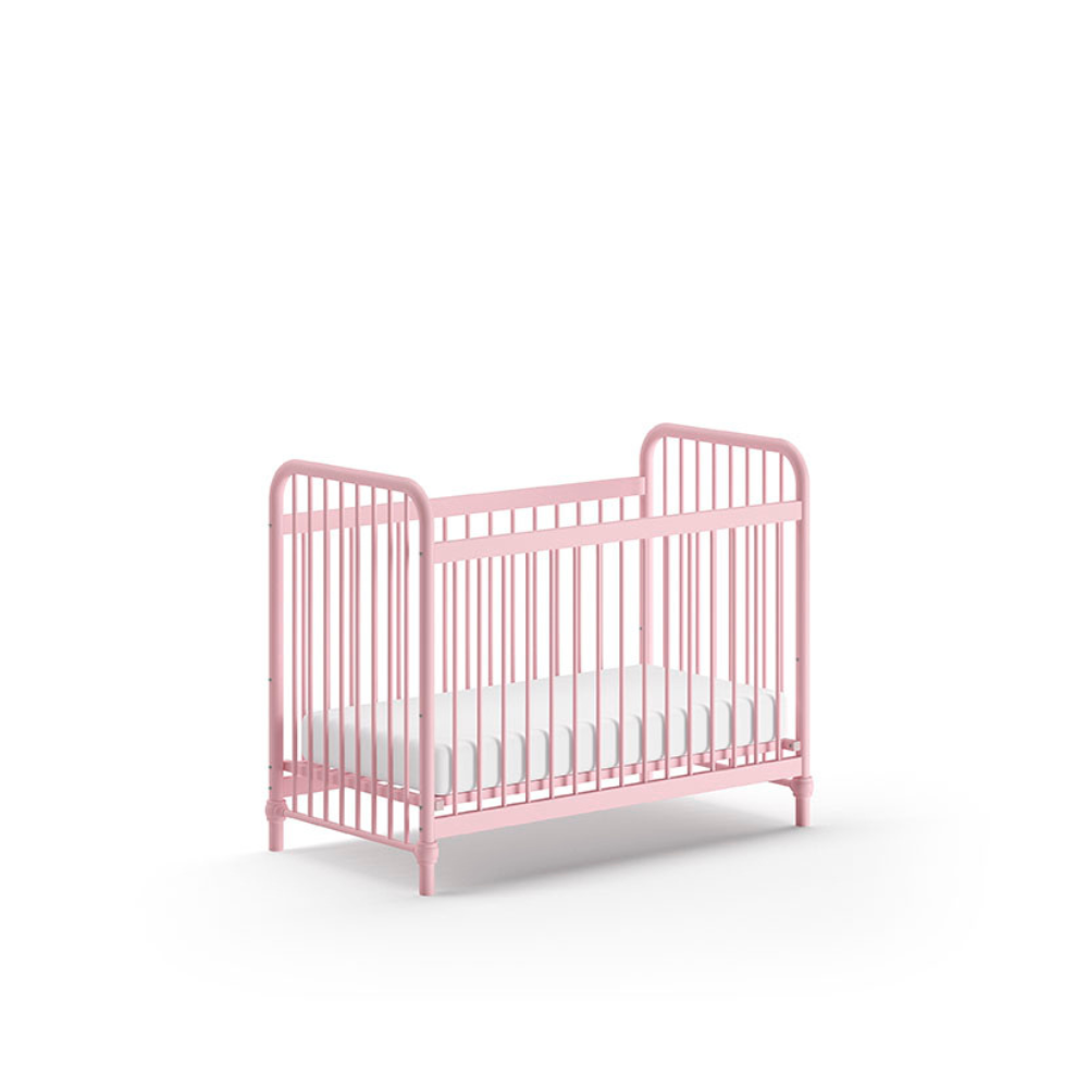 The Bronxx Baby Cot Bed 60 x 120cm Misty Pink by VIPACK features trendy colours, matte metal finish, Belgian design & industrial style for a safe sleep time