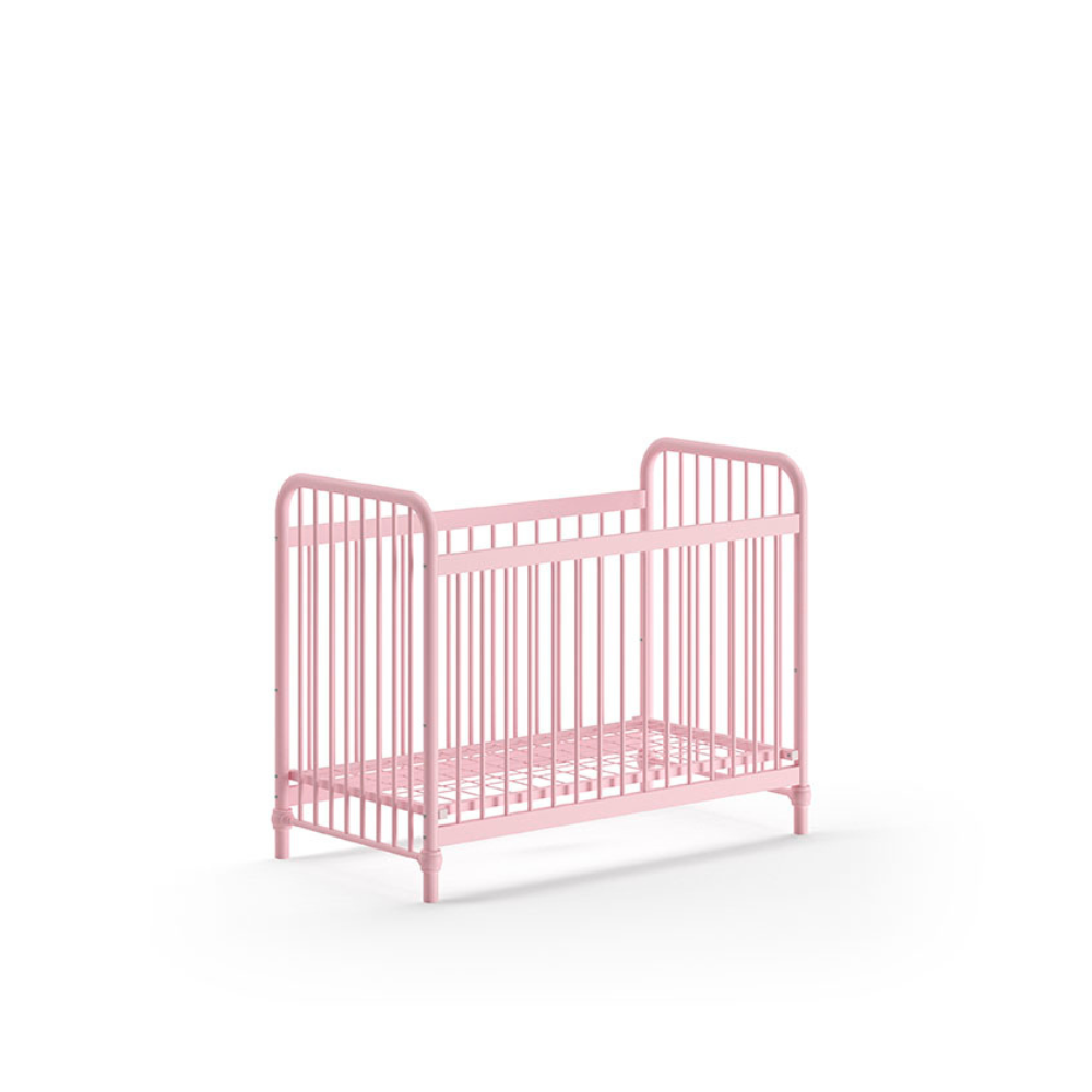 The Bronxx Baby Cot Bed 60 x 120cm Misty Pink by VIPACK features trendy colours, matte metal finish, Belgian design & industrial style for a safe sleep time