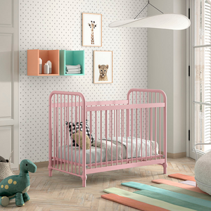 The Bronxx Baby Cot Bed 60 x 120cm Misty Pink by VIPACK features trendy colours, matte metal finish, Belgian design & industrial style for a safe sleep time