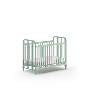 Bronxx Baby Cot Bed 60 x 120cm Olive Green by VIPACK features trendy colours, matte metal finish, Belgian design & industrial style for a safe sleep time