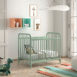 Bronxx Baby Cot Bed 60 x 120cm Olive Green by VIPACK features trendy colours, matte metal finish, Belgian design & industrial style for a safe sleep time