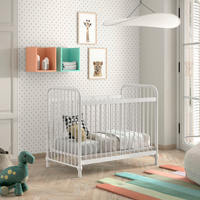 The Bronxx Baby Cot Bed 60 x 120cm White by VIPACK features trendy colours, matte metal finish, Belgian design & industrial style for a safe sleep time