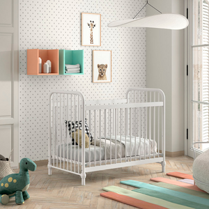 The Bronxx Baby Cot Bed 60 x 120cm White by VIPACK features trendy colours, matte metal finish, Belgian design & industrial style for a safe sleep time