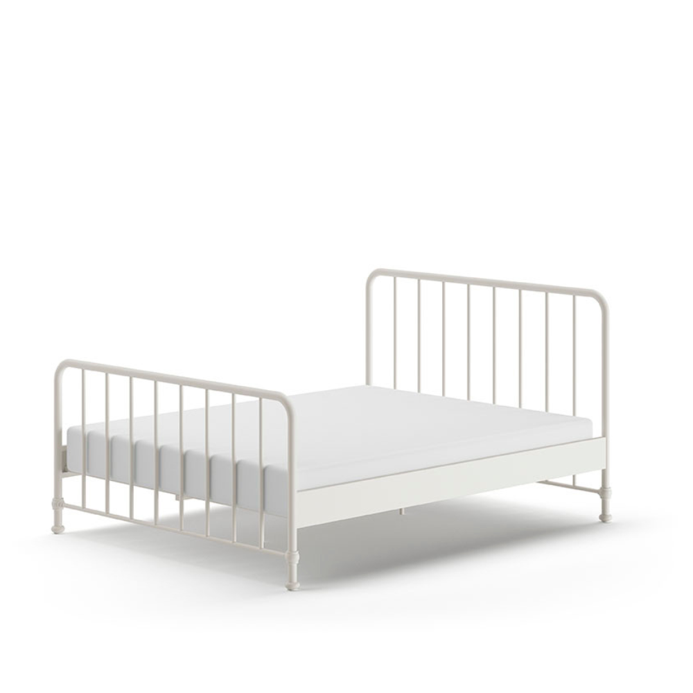 The Bronxx Bed 160 x 200cm White by VIPACK features slatted base, metal industrial Belgian design & matte finish, ideal children's furniture for 4 & up