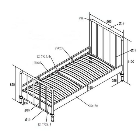The Bronxx Bed 90 x 200cm Black by VIPACK offers slatted base, metal industrial Belgian design & matte finish, ideal children's furniture for 4 & up