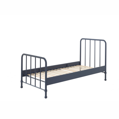The Bronxx Bed 90 x 200cm Denim Blue by VIPACK offers slatted base, metal industrial Belgian design & matte finish, ideal children's furniture for 4 & up