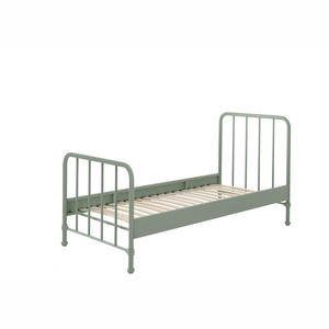 The Bronxx Bed 90 x 200cm Olive Green by VIPACK offers slatted base, metal industrial Belgian design & matte finish, ideal children's furniture for 4 & up