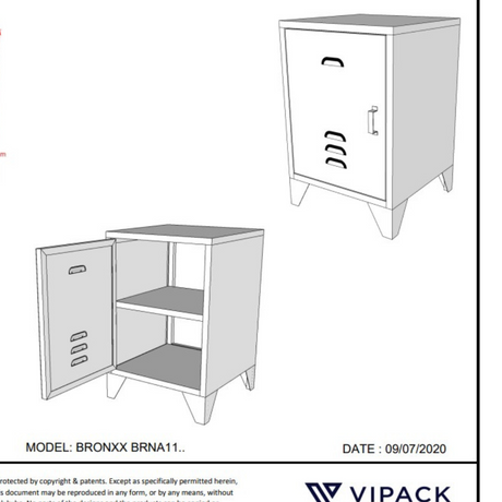 The Bronxx Bedside Locker in Rain Grey comes with a matte finish, Belgian design, metal build and bold industrial look, a perfect nightstand for essentials