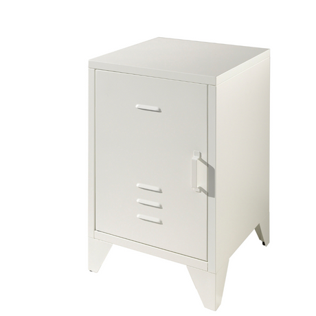 The Bronxx Bedside Locker in White comes with a matte finish, Belgian design, metal build and bold industrial look, a perfect nightstand for essentials