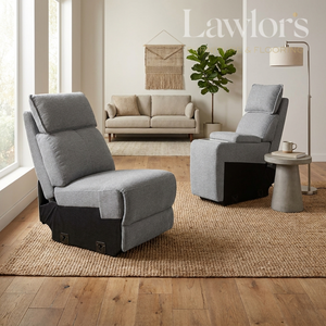 Grey armless and console sectionals in a living room setting