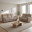 Beige 3+2 electric recliner sofa set in a living room