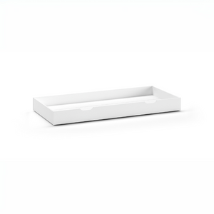 The Cabane House Bed & Drawer 90 x 200cm in White offers a lacquered finish, raised railing on three sides, solid pine & pull out drawer for storage space