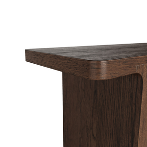 The California Console Table is crafted from oak and rubberwood veneer with a sleek, natural finish, stylish for any room.