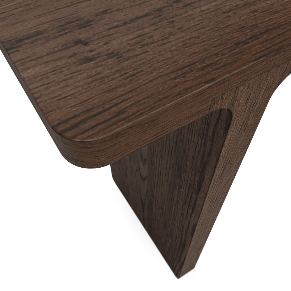 The California Console Table is crafted from oak and rubberwood veneer with a sleek, natural finish, stylish for any room.