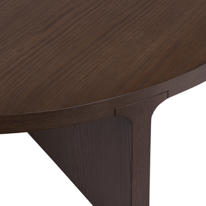 The California Round Coffee Table is crafted from oak and rubberwood veneer with a sleek, natural finish, stylish for any room.