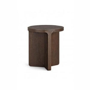 The California Round Side Table is crafted from oak and rubberwood veneer with a sleek, natural finish, stylish for any room.