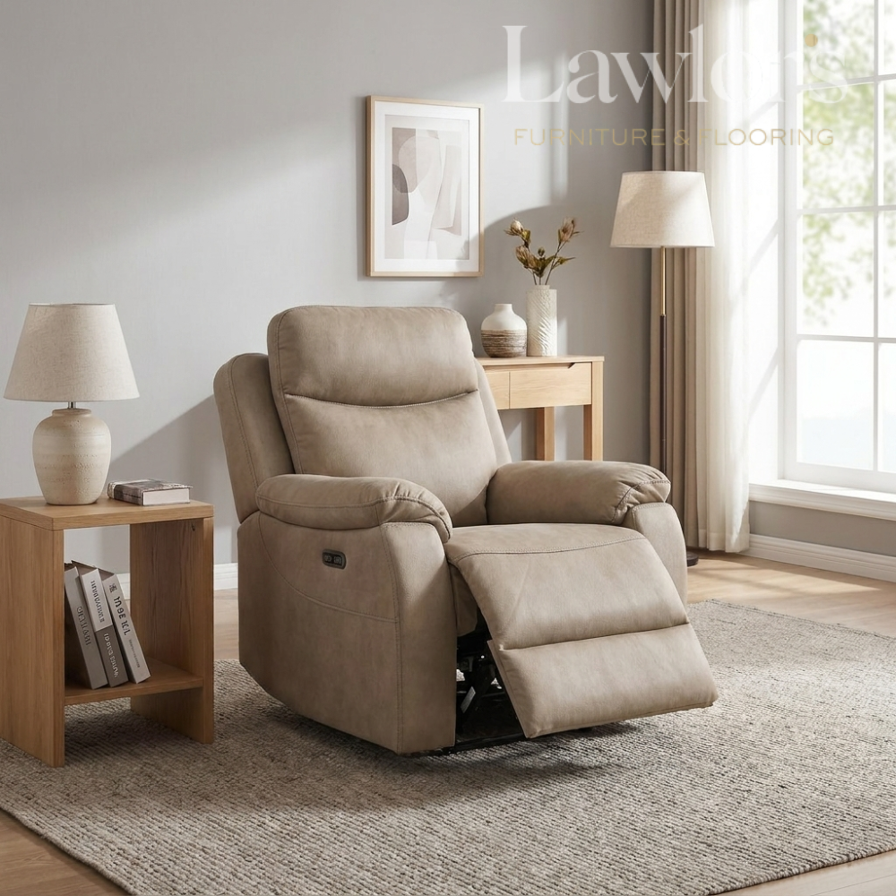 Beige recliner chair in a living room
