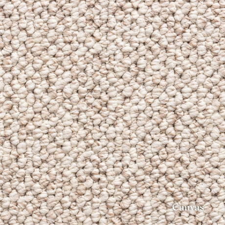 Close-up of beige carpet texture with 'Canvas' branding.