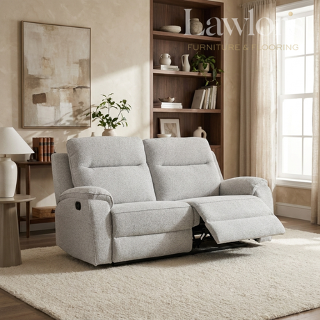 Light Grey 2.5 seater recliner sofa in a living room 