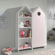 The Casami Kids 1 & 1 Open Door Wardrobe Set Pink & White features stylish storage with shelves & hanging rail in cozy Belgian beach house design