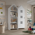 The Casami Kids 1 & 1 Open Door Window Wardrobe Set in White features beach house style with shelves and rails, MDF material and lacquered finish
