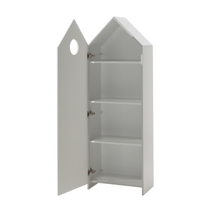 The Casami Kids 2 & 1 Open Door Wardrobe Set Grey & White features playful beach house style with shelves and rails for toys, books & clothes