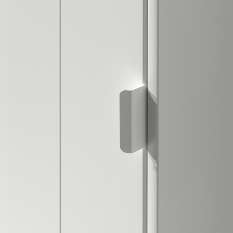 The Casami Kids 2 & 1 Open Door Wardrobe Set Mint Green & Grey features playful beach house style with shelves and rails for toys, books & clothes