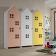The Casami Kids 3 Door Window Wardrobe Set in Blush Peach, Satin White & Sunbeam Yellow provides storage, durability & charm, where fun meets functionality