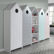 The Casami Kids 4 & 1 Open Door Wardrobe Set in Multicoloured features pastel colours of white, pink, mint green and grey, perfect addition to kids rooms
