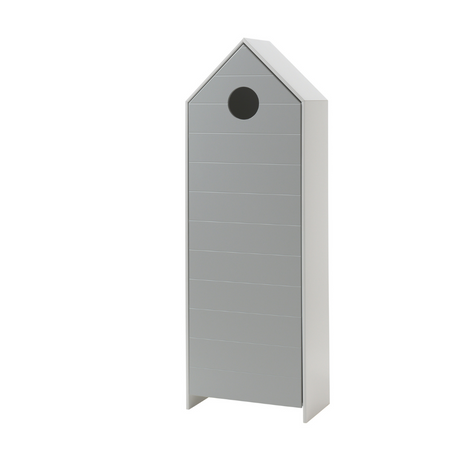 The VIPACK Casami Kids Wardrobe in Cool Grey features beach house design, white frame & cozy MDF closet with shelves, ideal for any kids room