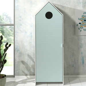 The VIPACK Casami Kids Wardrobe in Mint Green features beach house design, white frame & cozy MDF closet with shelves, adding a bold statement to kids rooms