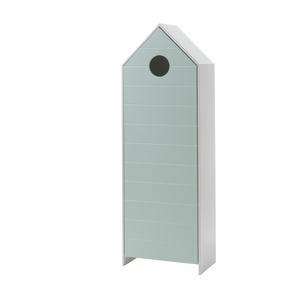 The VIPACK Casami Kids Wardrobe in Mint Green features beach house design, white frame & cozy MDF closet with shelves, adding a bold statement to kids rooms