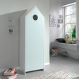 The VIPACK Casami Kids Wardrobe in Mint Green features beach house design, white frame & cozy MDF closet with shelves, adding a bold statement to kids rooms