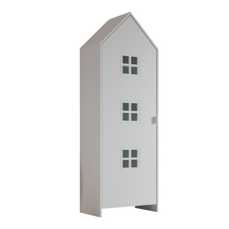 The Casami Kids Window Wardrobe in Satin White offers white lacquered MDF, interior rail & shelves for clothes storage, ideal for children's or nursery room