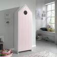 The VIPACK Casami Kids Wardrobe in Old Pink features beach house design, white frame & cozy MDF closet with shelves, making a playful and practical addition