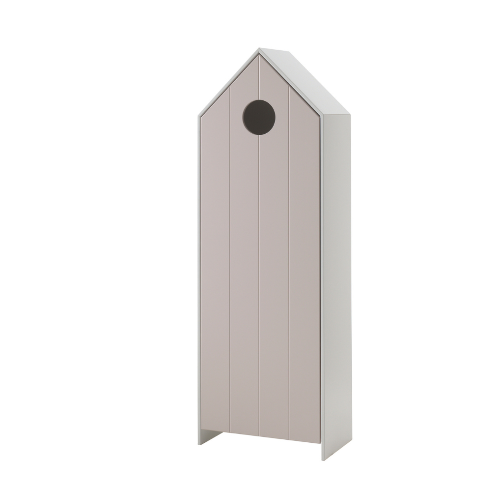 The VIPACK Casami Kids Wardrobe in Old Pink features beach house design, white frame & cozy MDF closet with shelves, making a playful and practical addition