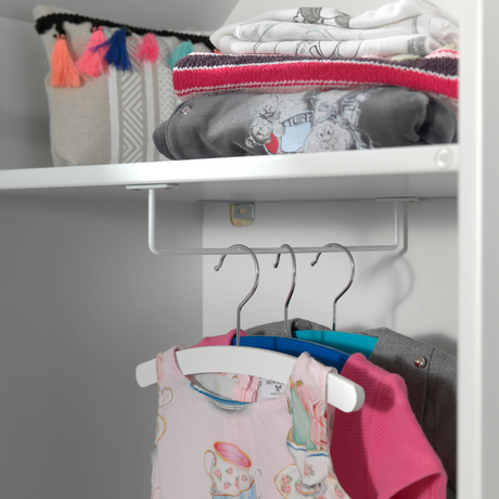 The VIPACK Casami Kids Wardrobe in Old Pink features beach house design, white frame & cozy MDF closet with shelves, making a playful and practical addition