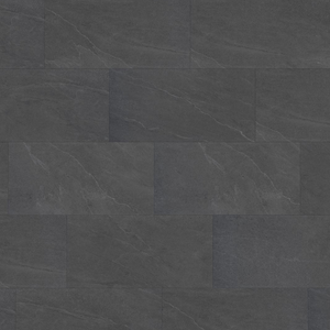 Dark charcoal gray stone-look rectangular tiles arranged in a staggered brick pattern, showing subtle natural veining.