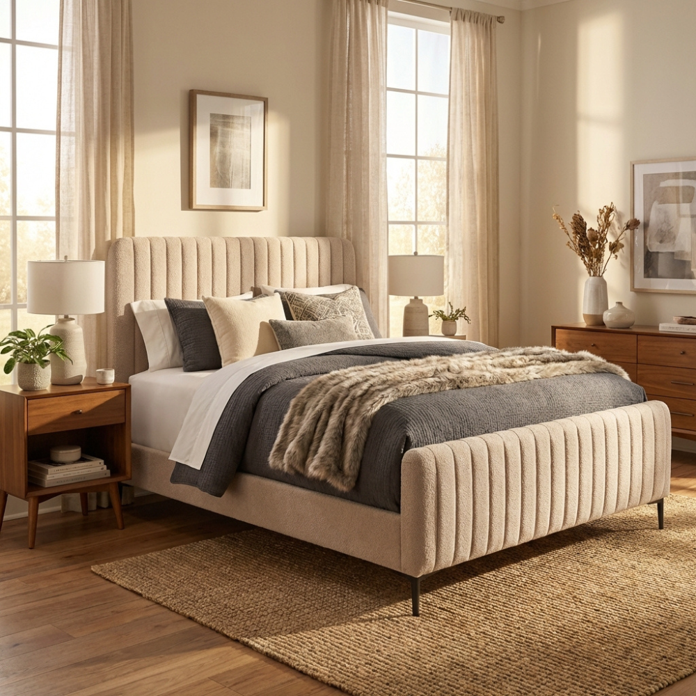 The Clarissa Bedset in Beige or Grey with Emerald Comfort features a 1000 pocket mattress, lush, supportive and hypoallergenic for a stylish sleep upgrade