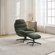 The Clark Leisure Chair & Footstool in Winter Moss offers 360° swivel, a sturdy metal base and a plush footstool