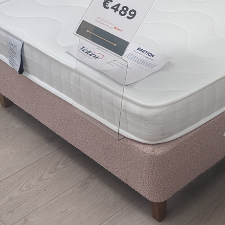 The Cloud 3ft Bed Set with light pink cloud headboard, wooden legs and reflex foam mattress both hypoallergenic and antibacterial, ideal for kids or guests