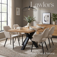 Dining room with a wooden oak table and beige chairs set