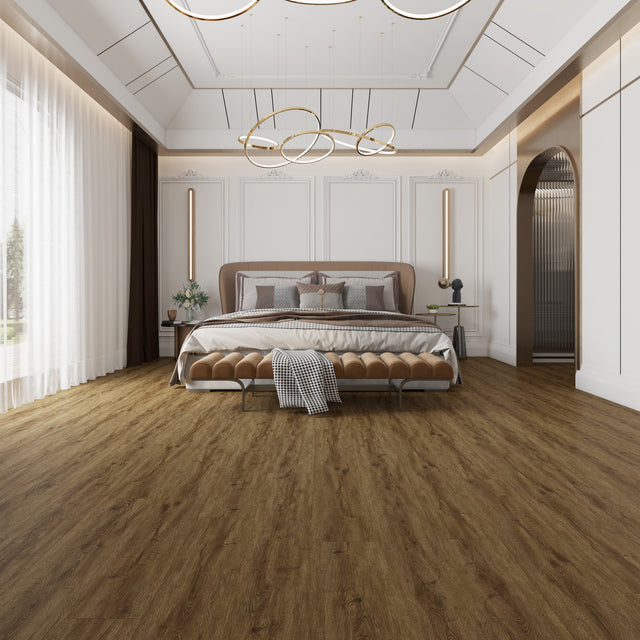 Liberty Rock Columbus Vinyl & SPC 5.2mm: 100% waterproof, acoustic underlay (18dB), scratch-resistant PU surface, and easy installation with Uniclic technology