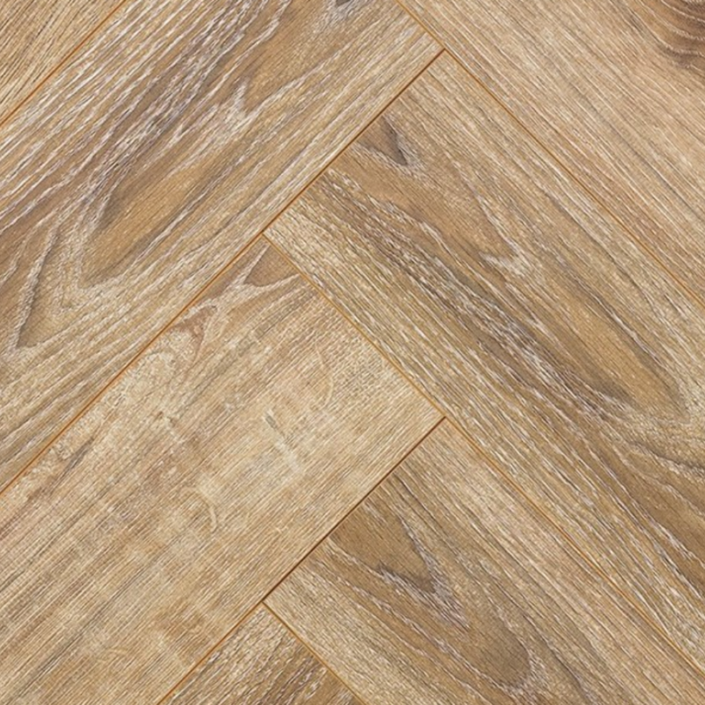 The Cork Herringbone Laminate Flooring - 12mm features herringbone design, AC6 durability and underfloor heating compatible.