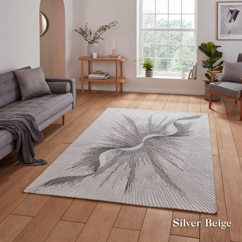 Elevate your style with the Creation Modern Abstract Machine Made Rugs Range featuring metallic yarn, textured piles and artistic pattern.