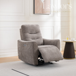 Stone electric 1 seater recliner in a room with a table and decorative items.