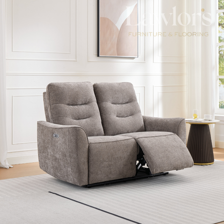 Stone 2 seater electric recliner chair in a modern living room setting