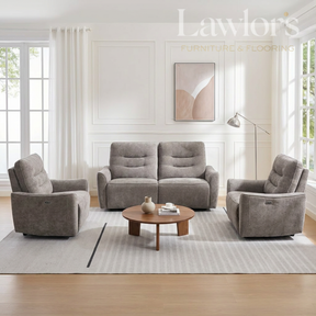 Stone 3+1+1 electric recliner sofa set in a living room setting