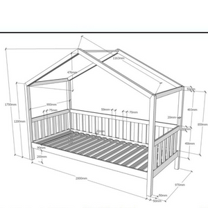 The Dallas Kids House Bed 90 x 200cm in Oak with a playful roof & safety rail, this sturdy children's bed provides a cozy design & fall protection